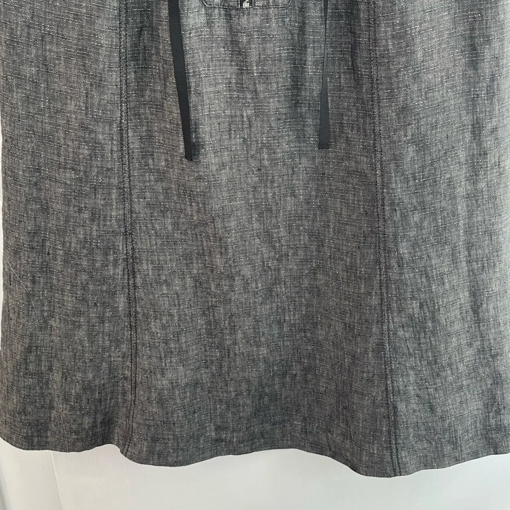 J. Crew 100% Linen Charcoal Grey A Line Skirt Careerwear Coastal Chic Size 4